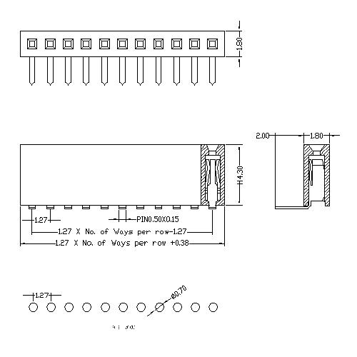 1.27 mm Female Header Single Row Angle TypeH4.3