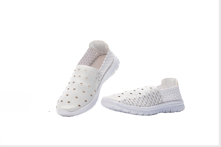 White Woven Microfiber Shoes