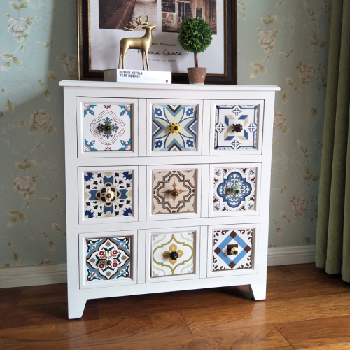 Vintage Wood Cabinet With 3 Drawers