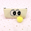 Hotsale custom big eyes pompon cute pencil case
