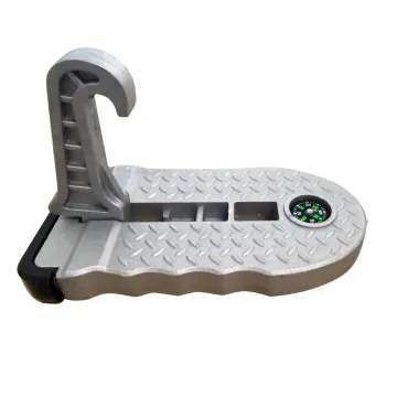 Silvery Multifunctional Folding Camping Car Door Step with Anti-Slip Feature and Built-in Compass