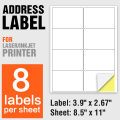 Papel para impressão de etiquetas em branco A4 8 por folha