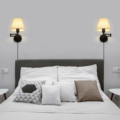 Lampe murale dimmable avec de l&#39;ombre en tissu