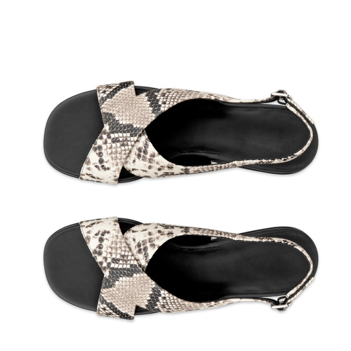 Trendy Women's Snake Print Flat Sandals