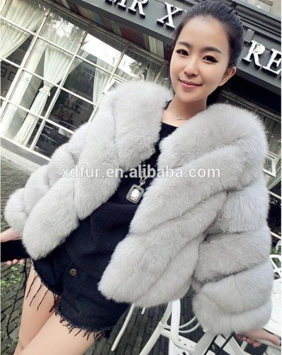 casaco de pele de raposa de peles artificiais tamanho curto e grande