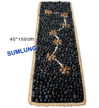 BLACK Pebble Foot Massage Mat 40*150mm Plum Blossom pattern path blanket Smooth Colorful Natural Stone
