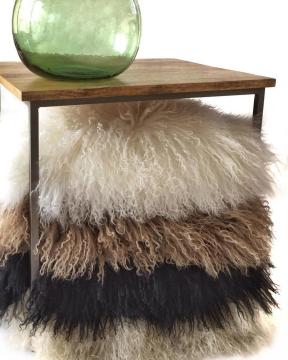 18" x 18" Tibetan Lamb Fur Pillow Single Sided Fur Many Colors