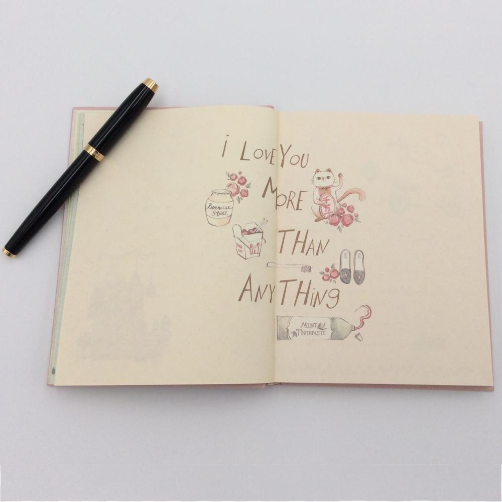 Paper cartoon notebook with colored pages