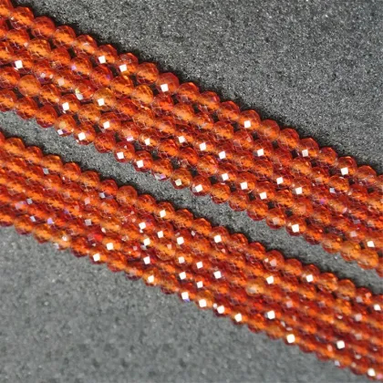 Natural Orange Garnet Loose Beads Faceted Round Beads