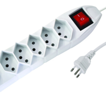6-Way Multi Socket with Overload Protection Switch and H05VV-F 3G1.0mm²x1.5m Cable - Swiss Standard Power Socket