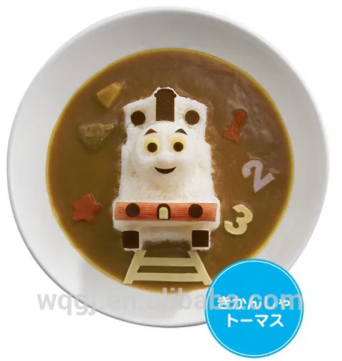 Newest Plastic Train Shape Bento Rice Mould and Vegetable Cutter Set for Curry