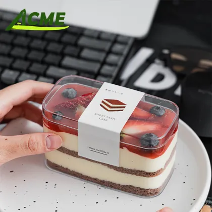 Transparent Square PS Plastic Pastry Packaging Box for Tiramisu Dessert Container - Wholesale