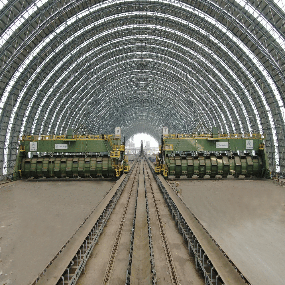 High-stack retrieval process type strip yards