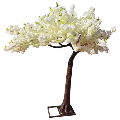 White wedding decoration cherry blossoms flowers artificial tree