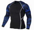 Mens compression shirt fitness training afgeronde zoom tshirt