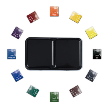 12 Colors Professional Solid Watercolor Half Pan Set
