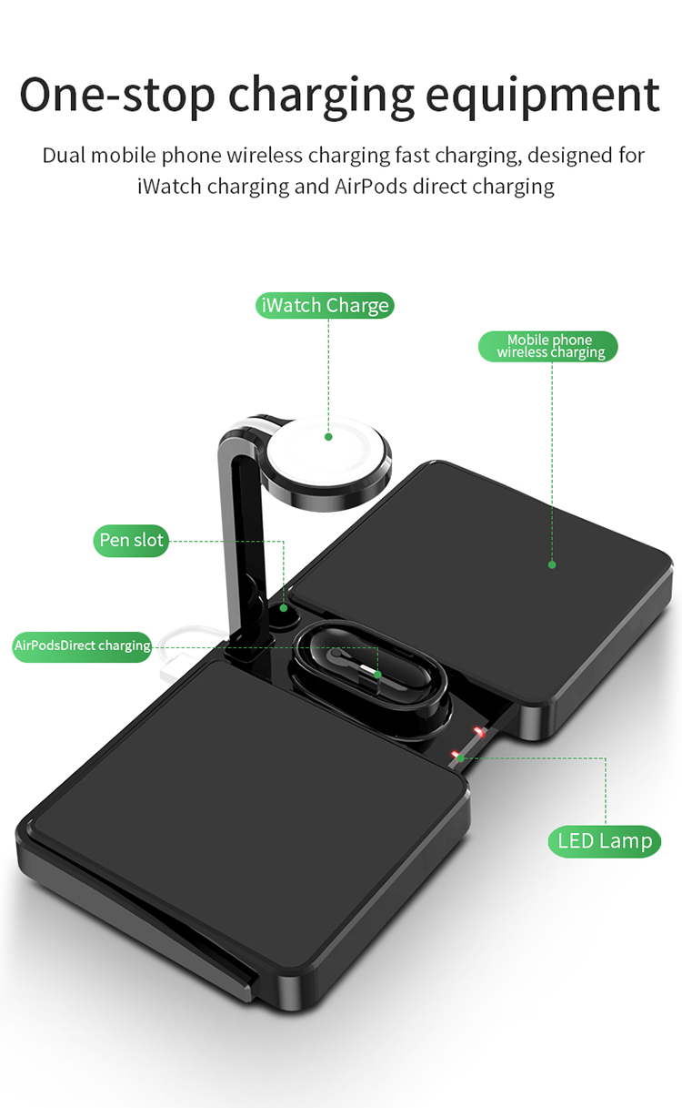 2020 Hot Selling 25W 4 in 1 Qi Wireless Charger Fast Charging for AirPods iWatch Mobile Phone 