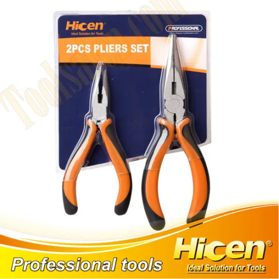 2pcs Bi-color PP+TPR Long Nose Pliers Set