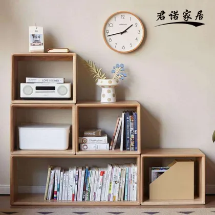 Solid Wood Combination Cabinet with Modular Storage Shelves