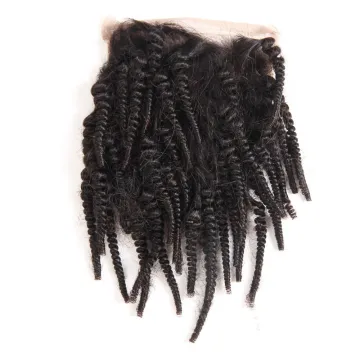 Huashuo Highest Discounts Buy Cuticle Aligned Brazilian Raw Virgin Fumi Unprocessed Virgin Raw Spring Curl Lace Closure