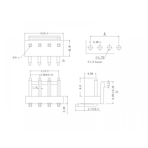 VH3.96mm Série de conector de wafer 90 ° AW3961RP-NP