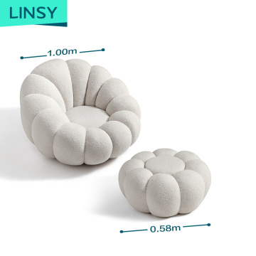 Linsy Living Room Pumpkin Shaped Velvet Lazy Chair Bean Bag Sofa