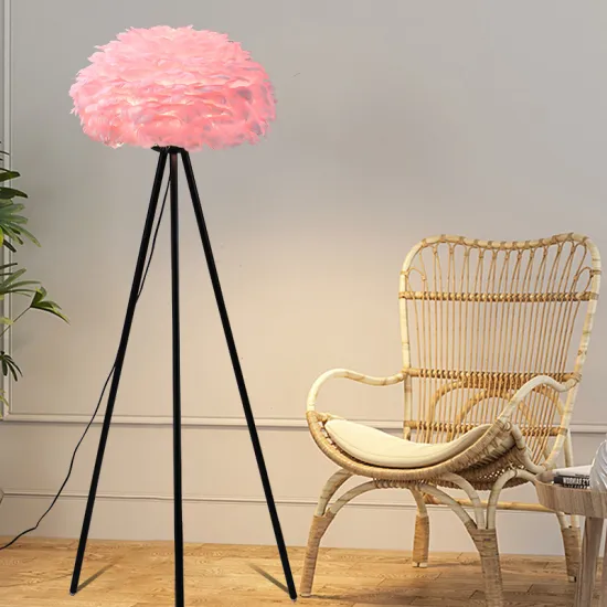 2023 Trendy Bedroom Decor: Romantic Pink Feather Floor Lamp with Tripod Base