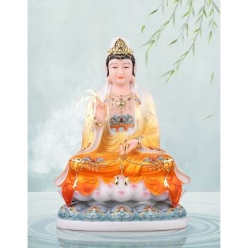 White Marble Statue of Sitting goddess of mercy