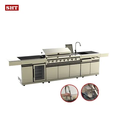 Backyard BBQ Grill Sink Cooler Outdoor Stainless Steel Kitchen Cabinet