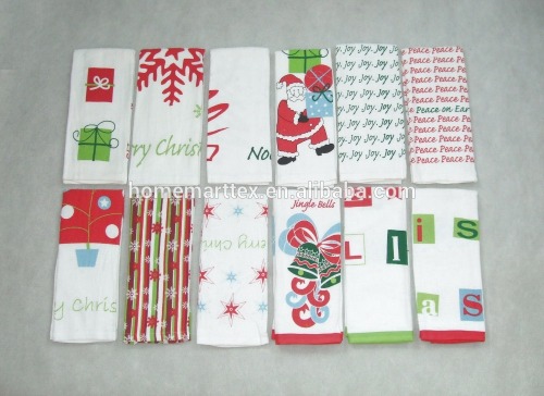 silk screen pigment custom kitchen towel cotton tea towel christmas design