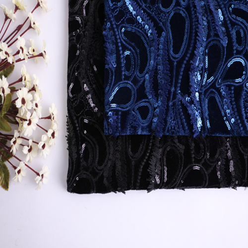 Hot Selling Winter Spangle Velvet Embroidery Fabric