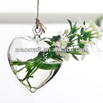 hanging glass heart vase