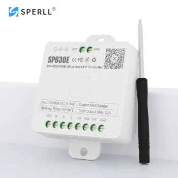 SP630E Music BT LED Controller for WS2812B, WS2811, SK6812, and FCOB RGB/RGBW/CCT LED Strips