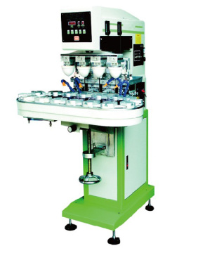 Pneumatic 4-Color Pad Printer with Conveyor (SP-150/4A, ink tray)