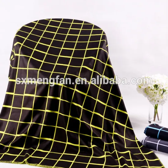 Yellow Sweatshirt Knit French Terry Brushed Checks Print Plaid Blanket