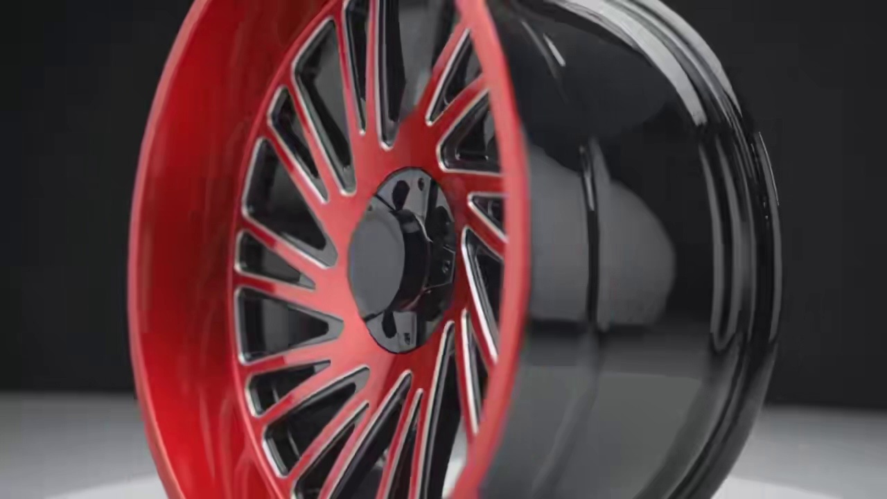 24 inch Black Face& Red Milled Edge Wheel