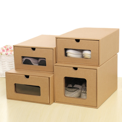 Brown Corrugated Sliding Stackable Shoes Box