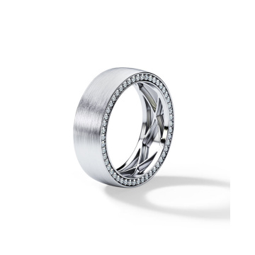 Platinum brushed brilyante edge men&#39;s wedding band