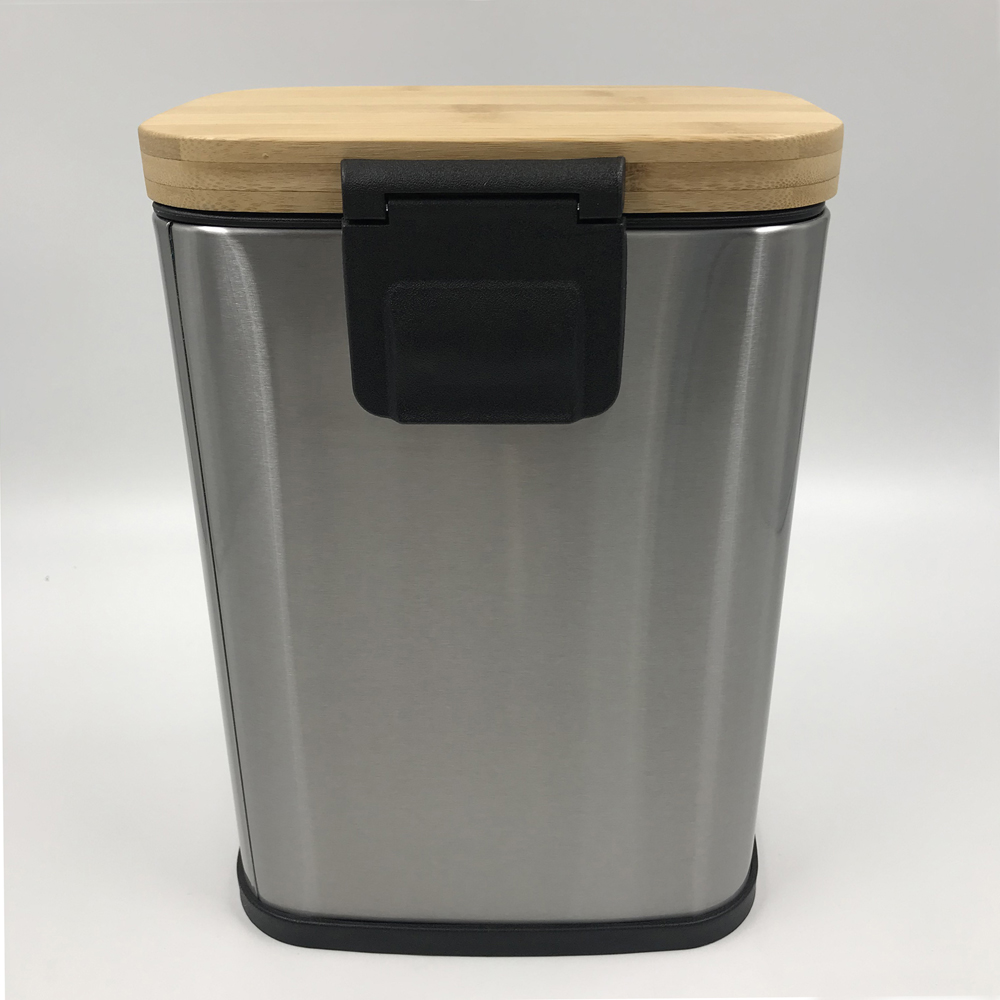 Stainless Steel Trash Can with Bamboo lid