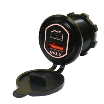 Cargador rápido USB/TYPEC dual para coche, entrada de 12 ~ 24 V. QC3.0/PD45W