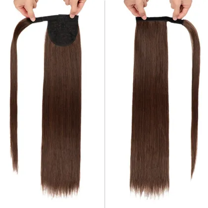 Clip in Ponytail Extension Wrap Around Long Straight Pony Tail Hair Synthetic Hairpiece