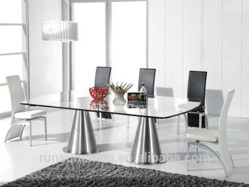 ST-063 stainless steel dining table with leather chairs