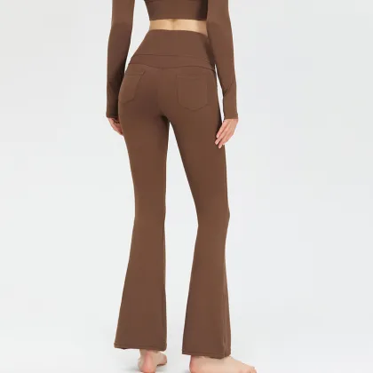 Flared Gym Push-up Yoga Pants for Women: Casual Stretch Buttocks Flared Pants