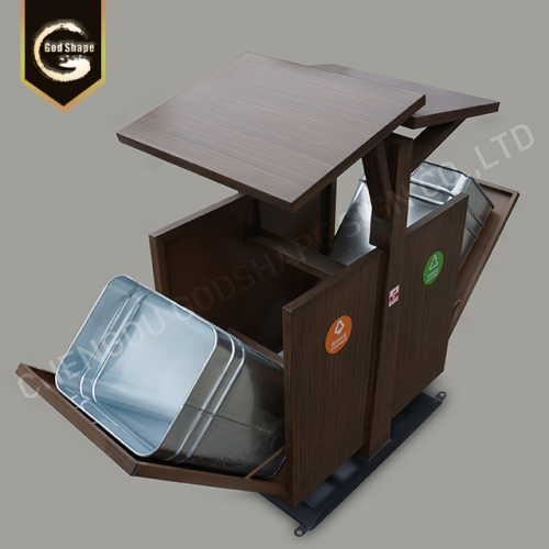 Wooden Steel High Quality Trash Can Waste bins