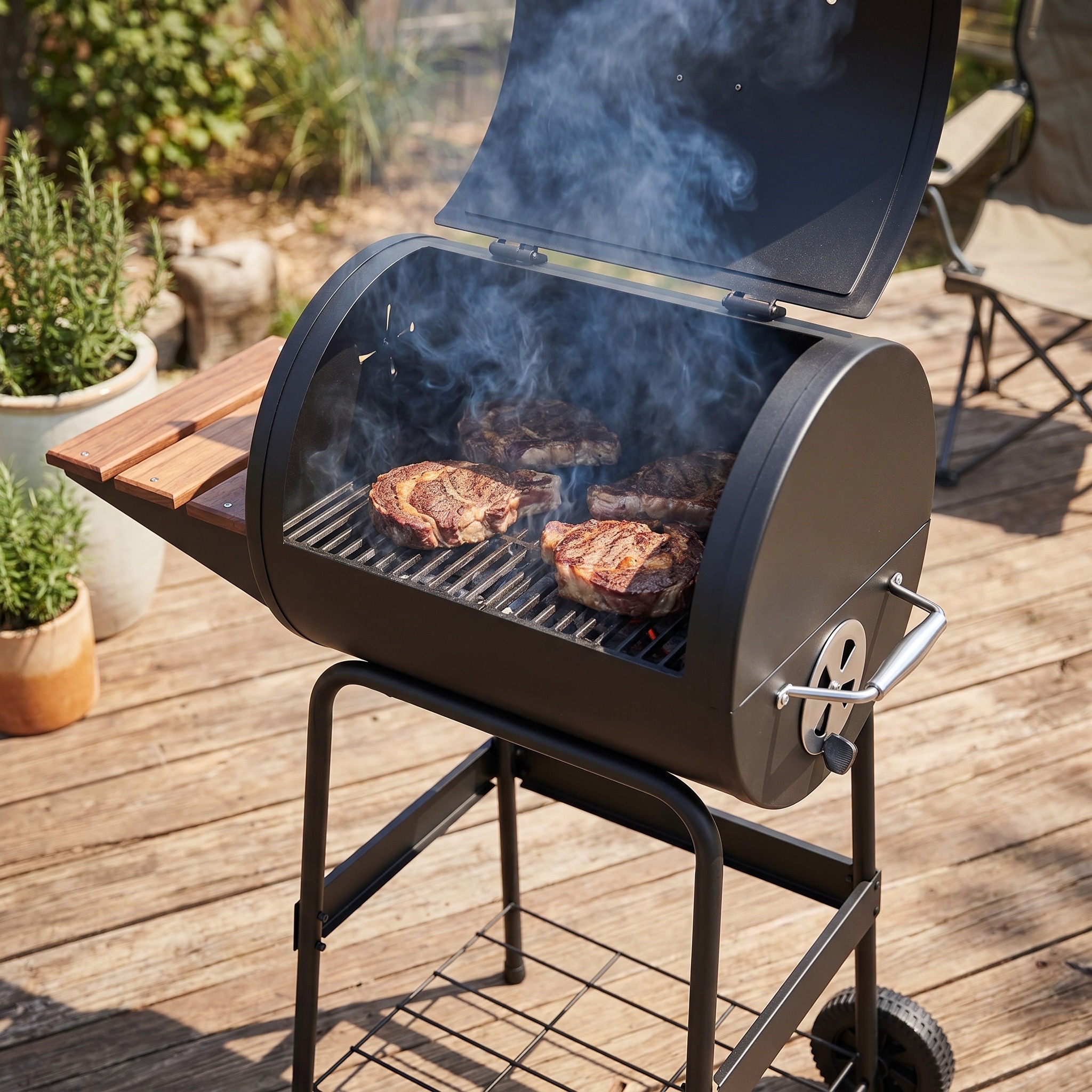 covered charcoal grill