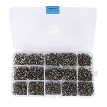 Fishhooks keluli karbon premium 1600pcs - 10 saiz dengan kotak plastik mudah alih