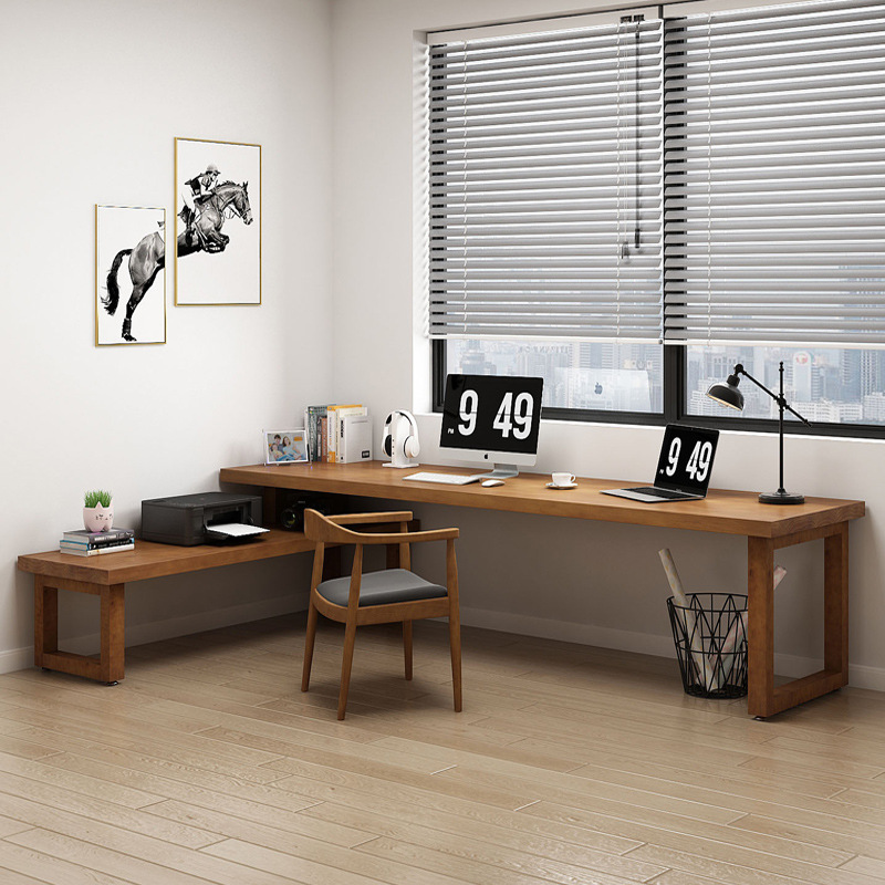 Corner Desk with Drawers in Modern Walnut