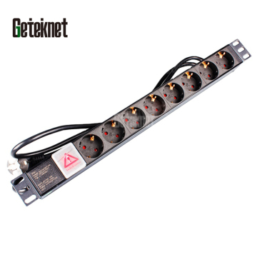 16A 8 Port 1U 19" Euro PDU Germany Rack Power Distribution Unit