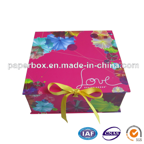 Foldable Paper Gift Box with Yellow Ribbon (FXS-039)