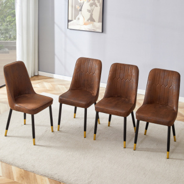 Wooden Dining Chair Brown Suede-like Velvet Dining Chair Set Manufactory